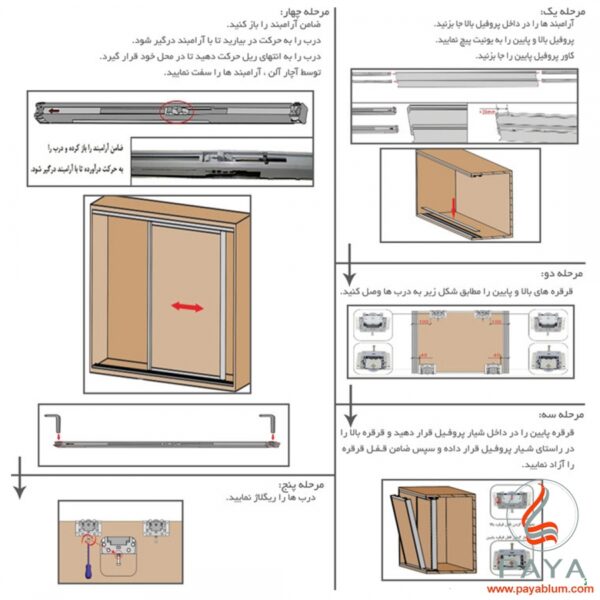 مکانیزم تاپ‌لاین UM3 سه درب توکار با عرض حداکثر 360 فانتونی کد K024