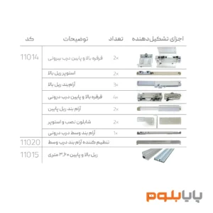 خرید مکانیزم تاپ روکار سه درب با آرام بند وسط ملونی کد 11014
