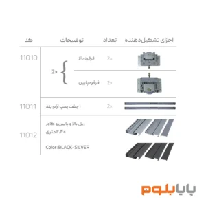 مکانیزم تاپ لاین توکار اسلیم دو درب ملونی کد 11010