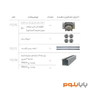 مکانیزم تاپ لاین سوپر اسلیم توکار دو درب ملونی مدل 11016